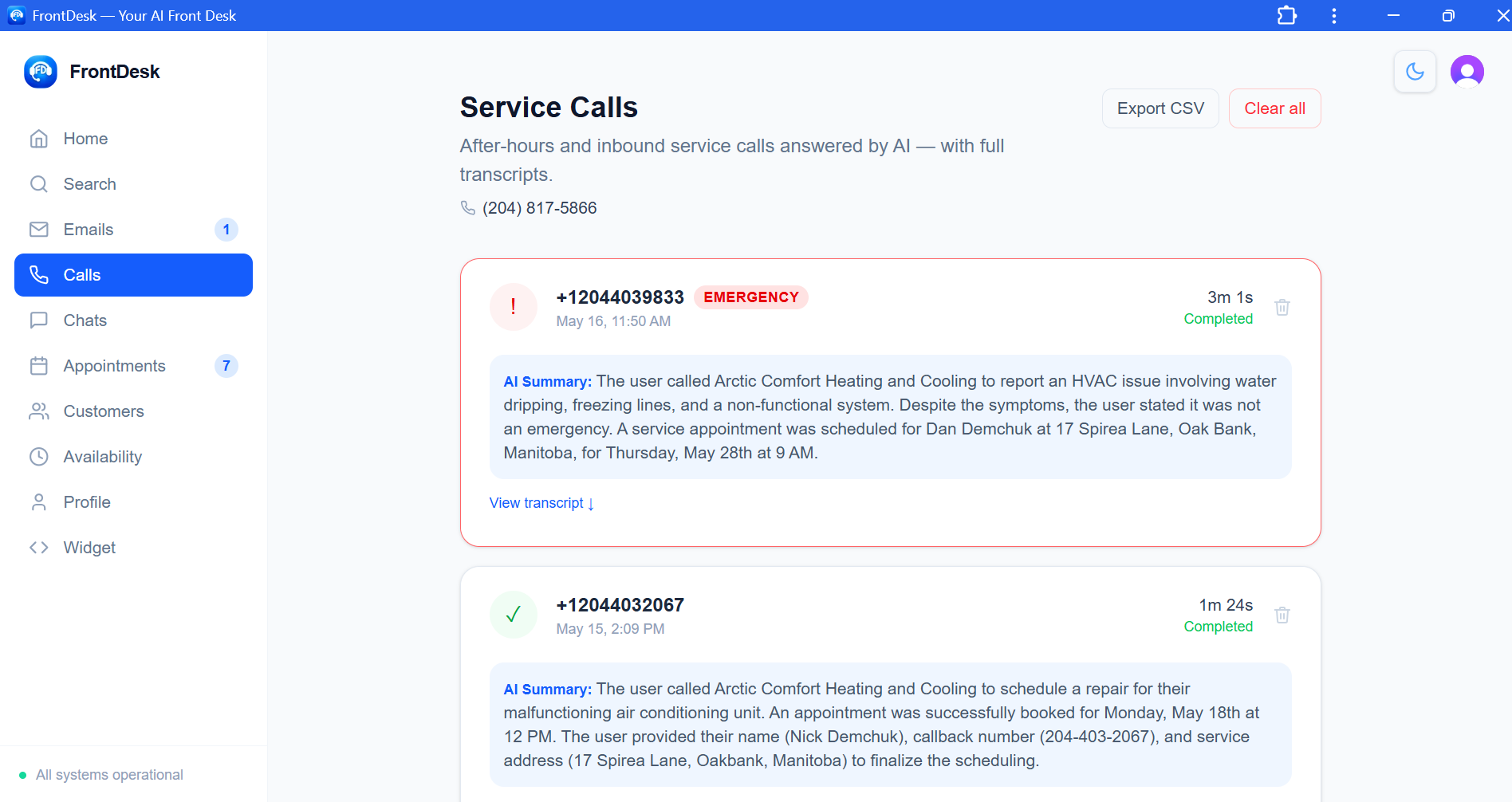 Service Calls