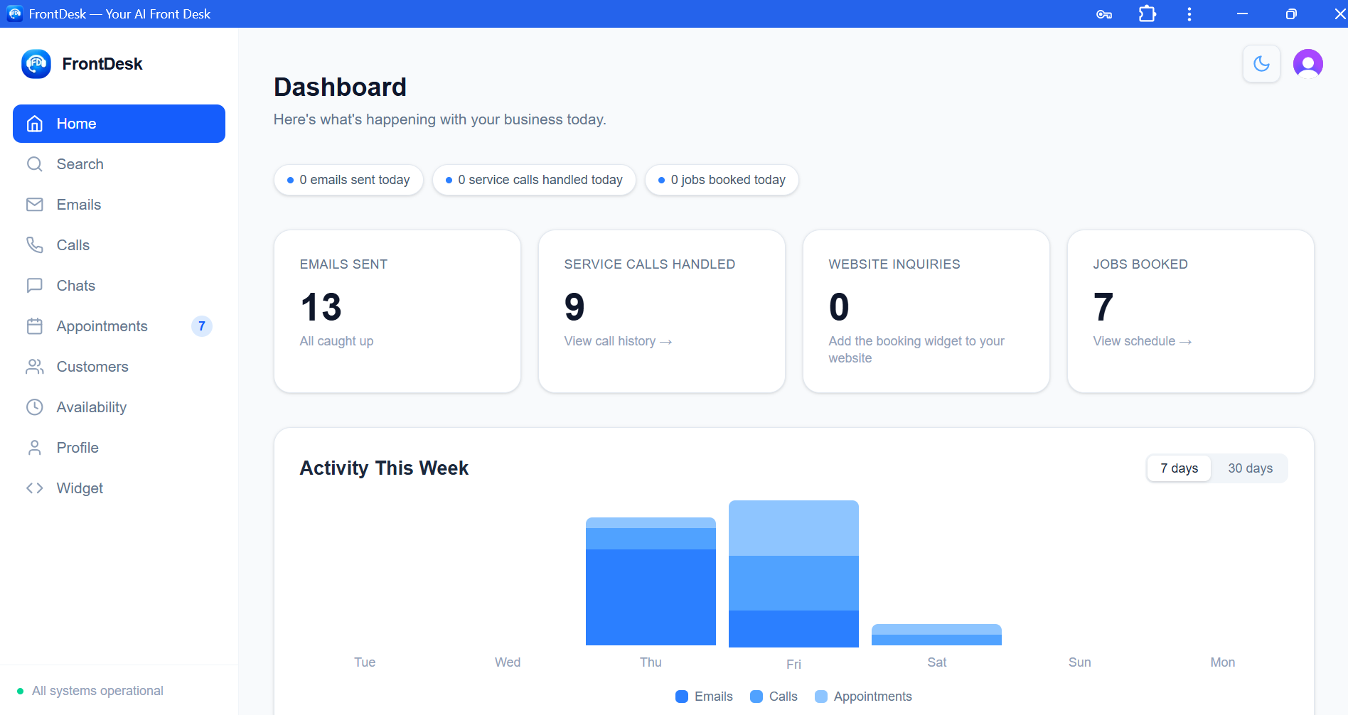FrontDesk Dashboard